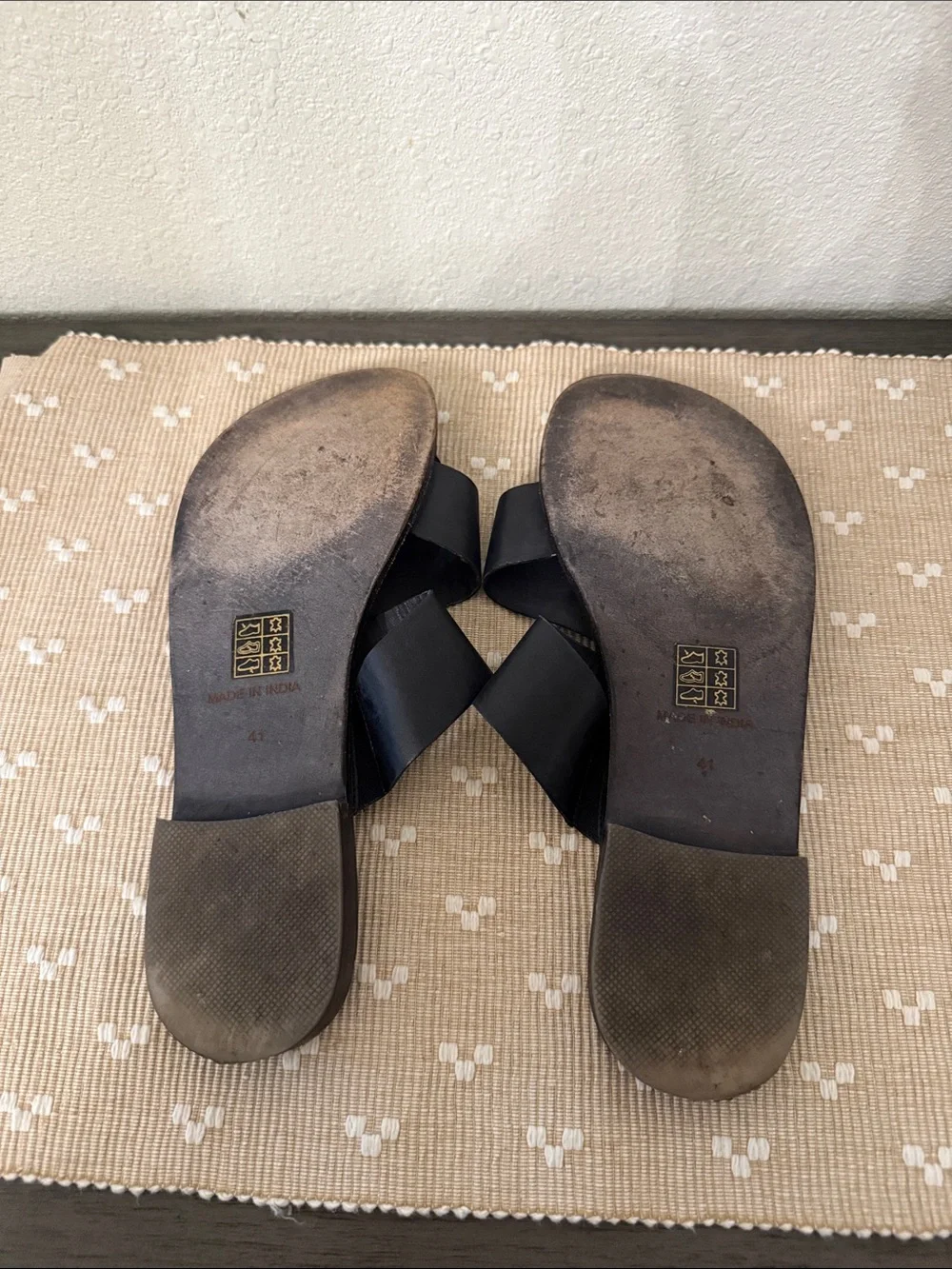 Free People Black Leather Slide Sandals